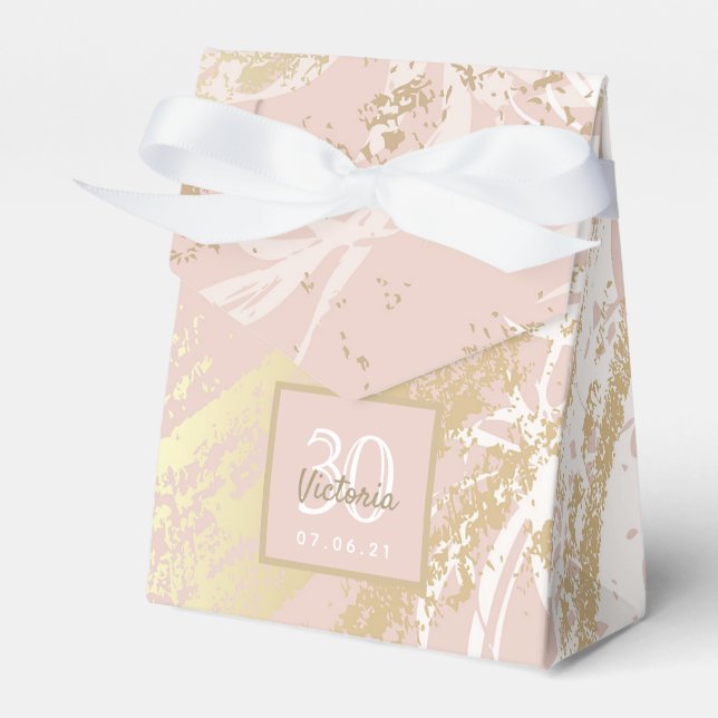 Birthday rose gold pink white gold favor boxes (Front Side)