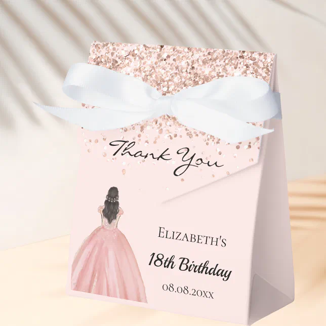 Birthday rose gold princess dress favor box Zazzle