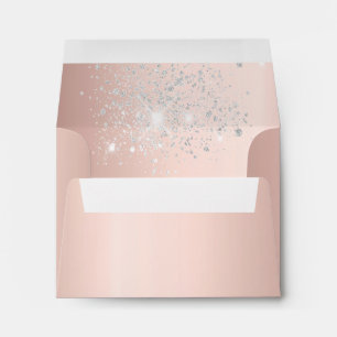 Birthday rose gold silver glitter dust monogram envelope