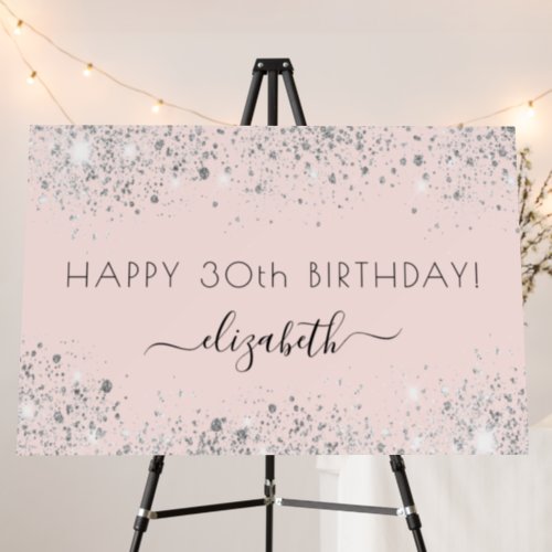 Birthday rose gold silver glitter dust monogram foam board