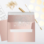 Birthday rose gold silver glitter monogram envelope<br><div class="desc">A rose gold background with faux silver glitter sparkles.  Personalize and add your name and return address on the back. The name is written with a modern and trendy handlettered style script.  Perfect for birthday party invitations!</div>
