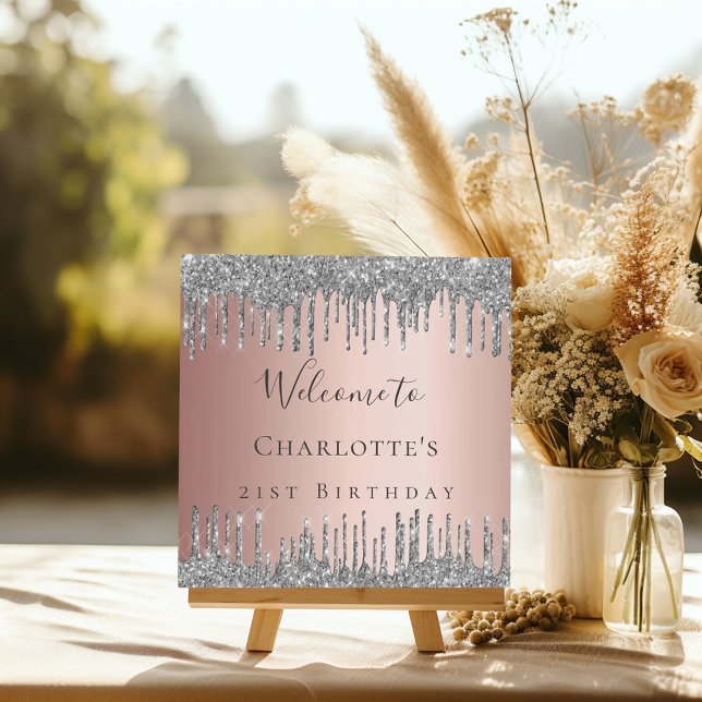 Birthday rose gold silver glitter welcome party foam board (Creator Uploaded)