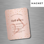Birthday rose gold stars age luxury invitation magnet<br><div class="desc">For an elegant 21st (or any age) birthday party. A rose gold gradient background. Decorated with stars.  Personalize and add a name,  party details and age. The name is written with a hand lettered style script</div>