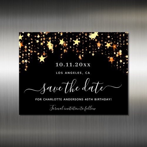 Birthday rose gold stars save the date magnet