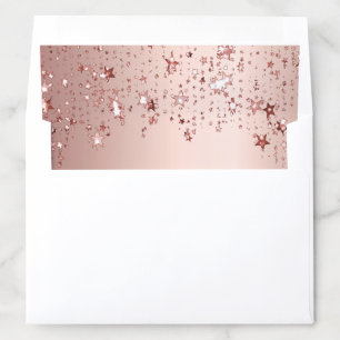 Birthday rose gold stars sprinkle chic glam envelope liner