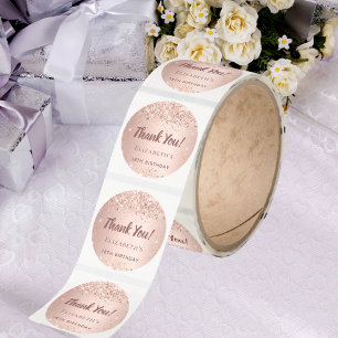Birthday rose gold thank you classic round sticker