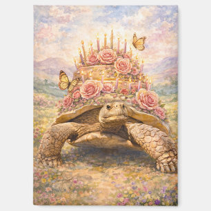 Birthday Roses and Butterflies Sulcata turtle Magnet