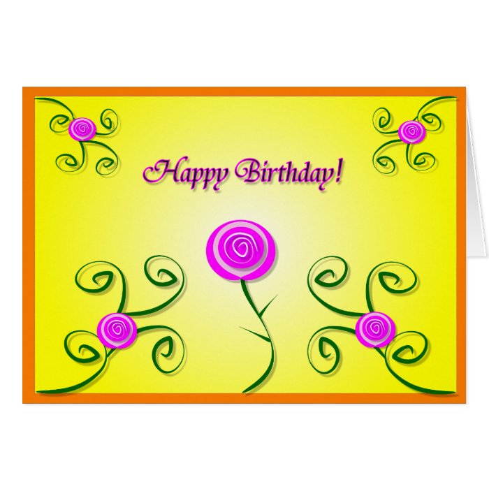 Birthday Roses & Swirls Card