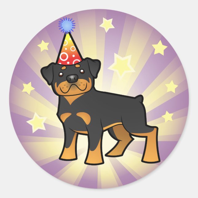 Birthday Rottweiler Classic Round Sticker (Front)
