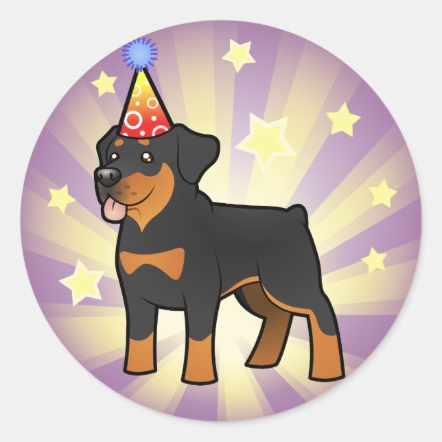 Birthday Rottweiler Classic Round Sticker (Front)