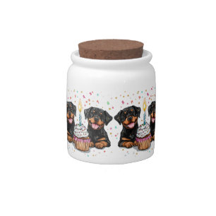Birthday Rottweiler Dogs Candy Jar