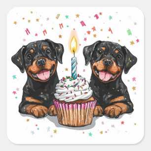 Birthday Rottweiler Dogs Square Sticker
