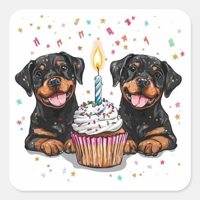 Birthday Rottweiler Dogs Square Sticker (Front)