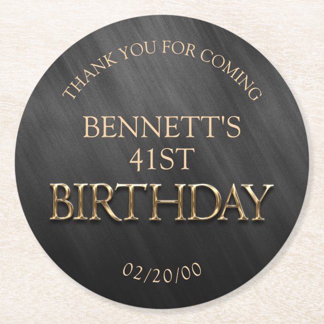 Birthday Round Paper Coaster (Front)