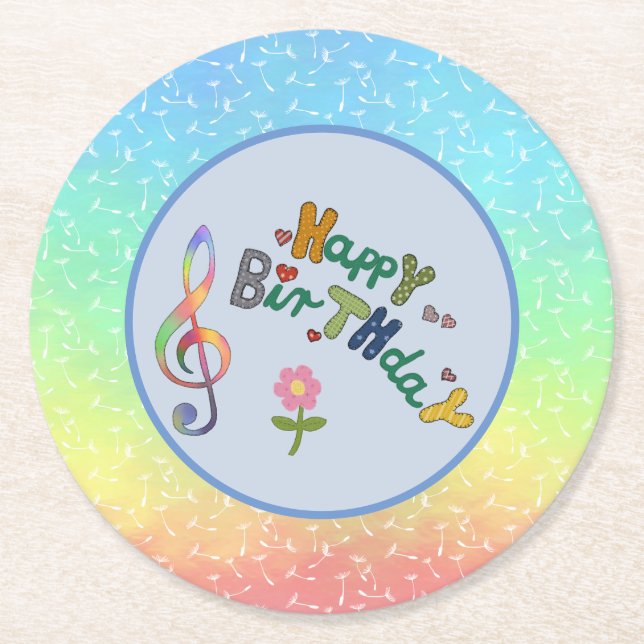 birthday  round paper coaster (Front)