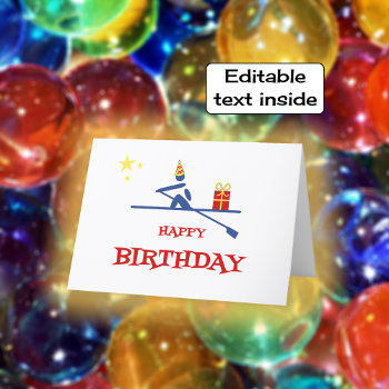 Birthday Rower Bringing Gift Card by RowingbyJules at Zazzle