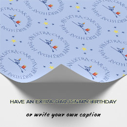 Birthday rower custom text blue wrapping paper
