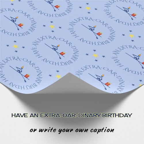 Birthday rower custom text blue wrapping paper