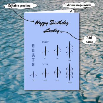 Birthday Rowing Boats Personalizable Sports Card by RowingbyJules at Zazzle