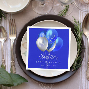 Birthday royal blue balloons napkins