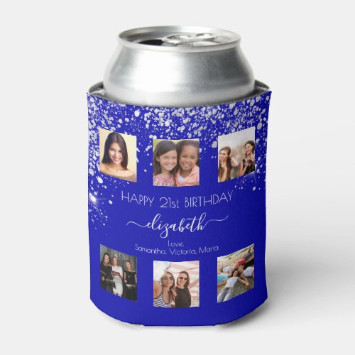 Birthday royal blue custom photo collage friends can cooler