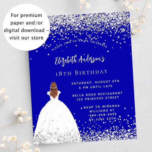 Birthday royal blue dress budget invitation