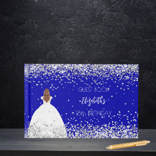 Birthday royal blue dress glitter guest book