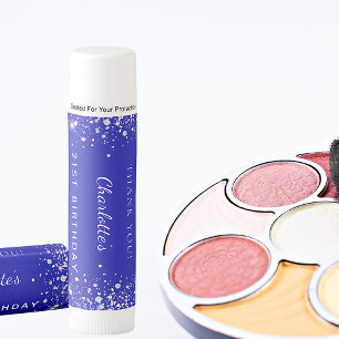 Birthday royal blue glitter dust tiara party favor lip balm