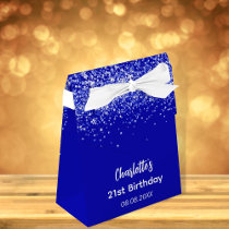 Birthday royal blue glitter name thank you favor boxes