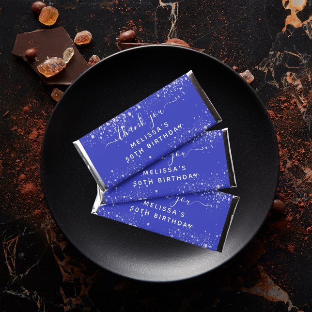 Birthday royal blue silver glitter dust hershey bar favors (Creator Uploaded)