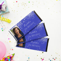 Birthday royal blue silver glitter dust photo