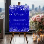 Birthday royal blue silver glitter dust welcome foam board<br><div class="desc">A welcome board for a girly and glamorous 21st (or any age) birthday party.  A royal blue background with elegant faux silver dust.  Personalize and add a name and age 21.  White letters. 
Back: no design</div>