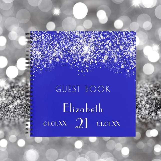 Birthday royal blue silver glitter guest book (Creator Uploaded)