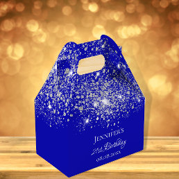 Birthday royal blue silver glitter thank you favor boxes