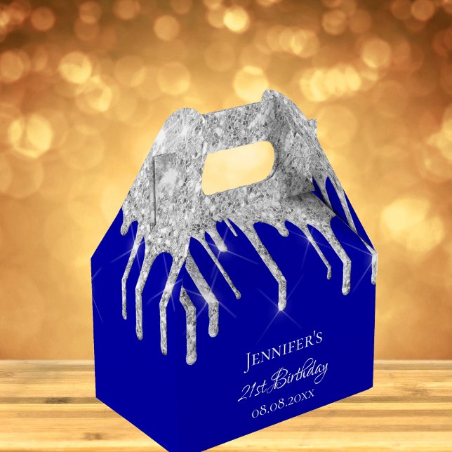 Birthday royal blue silver glitter thank you favor boxes (Creator Uploaded)