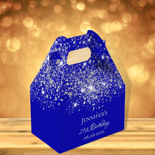 Birthday royal blue silver glitter thank you favor boxes (Creator Uploaded)