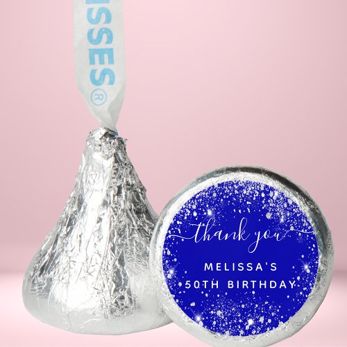 Birthday royal blue silver thank you hersheys kisses
