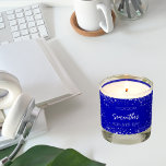 Birthday royal blue sparkles name scented candle<br><div class="desc">A royal blue background. Decorated with faux glitter,  sparkles  Personalize and add your name and a date.  White text.</div>