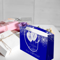 Birthday royal blue white glitter balloons