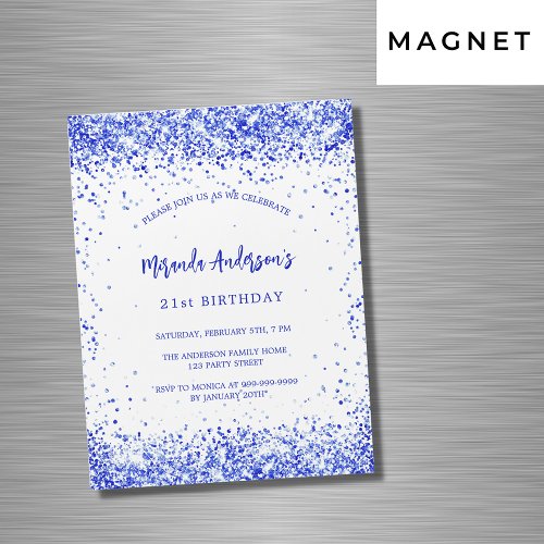 Birthday royal blue white luxury magnetic invitation