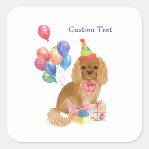 Birthday Ruby Cavalier King Charles Spaniel   Square Sticker