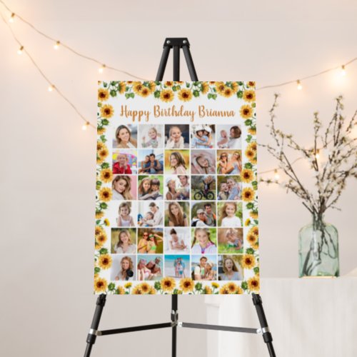 Birthday Rustic Sunflower 30 Photo Collage Foam Board