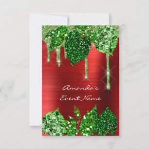 Birthday Rustic Woodland Red Green Drips Leafs Invitation