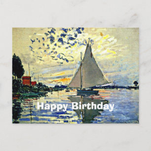Birthday - Sailboat at le Petit Gennevilliers, Postcard