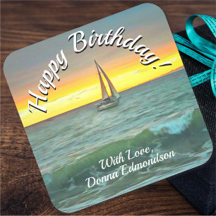 Birthday Sailboat on Banderas Bay 0884 Square Sticker