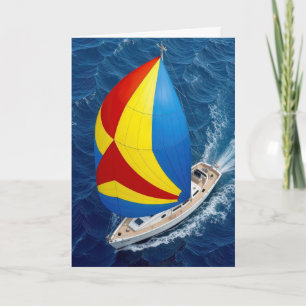 Birthday Sailing Yacht On High Seas Card