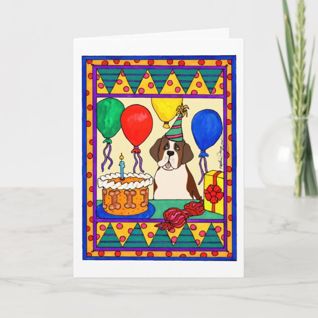 BIRTHDAY SAINT BERNARD CARD (Front)