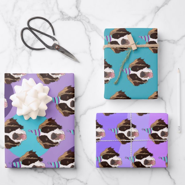 Birthday Saint Bernard  Wrapping Paper Sheets (Front)