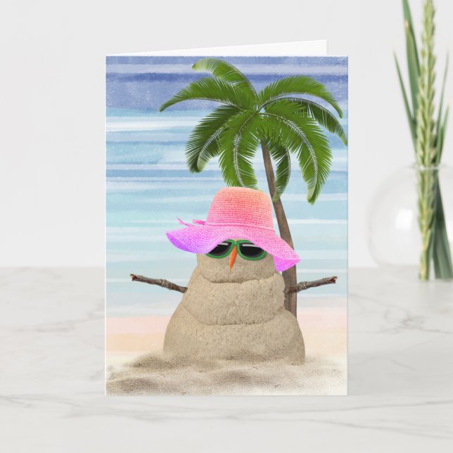 Birthday Sand Snow Man Card (Front)
