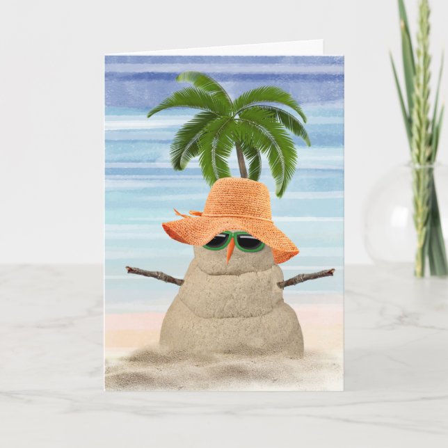 Birthday Sand Snow Man Card (Front)